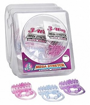 3 Way Mega Stretch Cockring 48pc Bowl