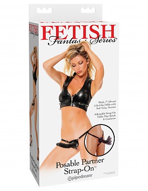 Fetish Fantasy Series Posable Partner Strap-On Dildo And Adjustable Harness 7in - Black