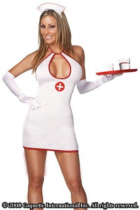 NAUGHTY NURSE WHITE/RED OS