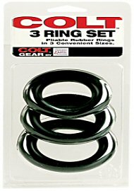 Colt 3 Cock Ring Set Rubber Black - Large (se-6840-03-2) (113536.2)